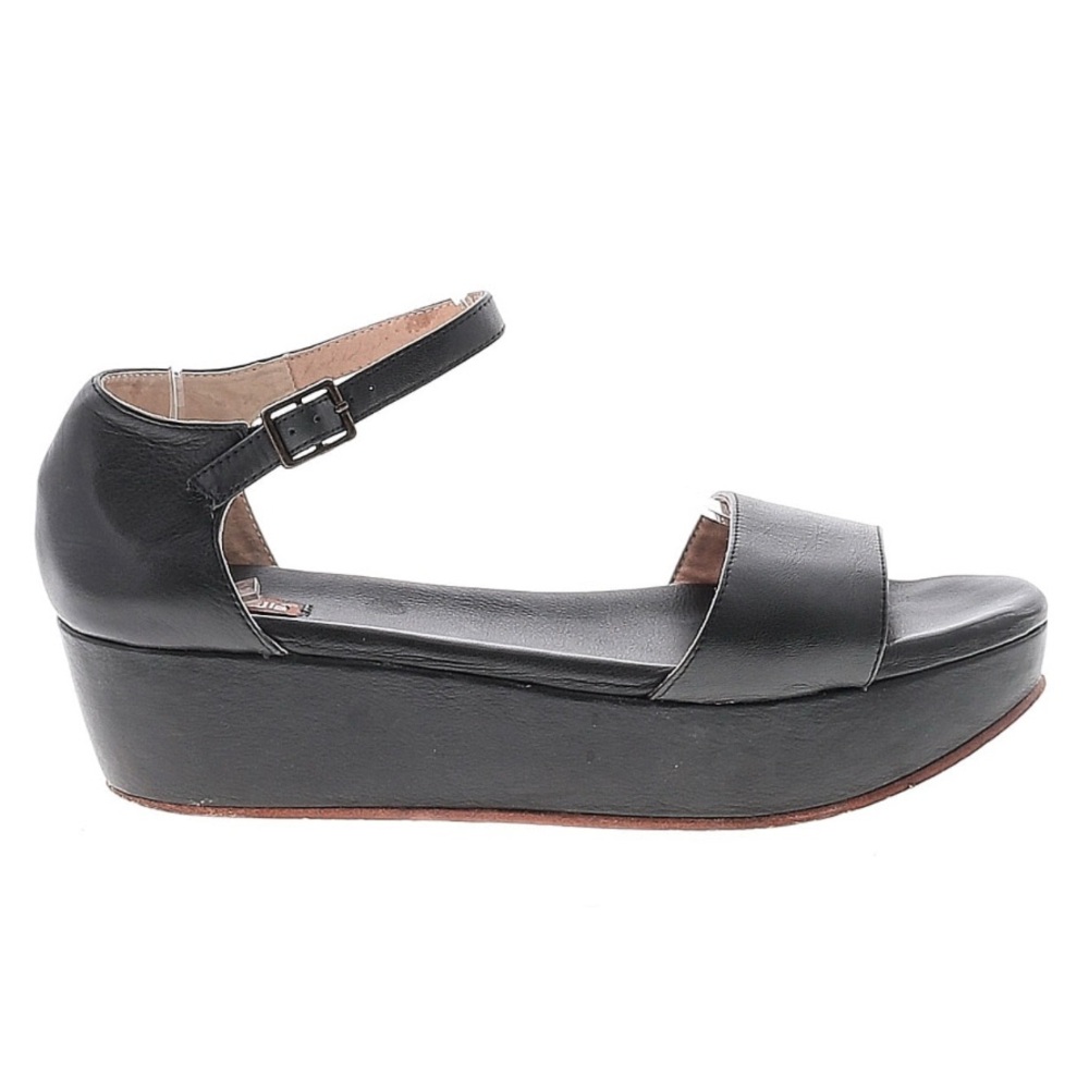 ANTHROPOLOGIE Gee WaWa Protero Black Leather Flatform Sandals